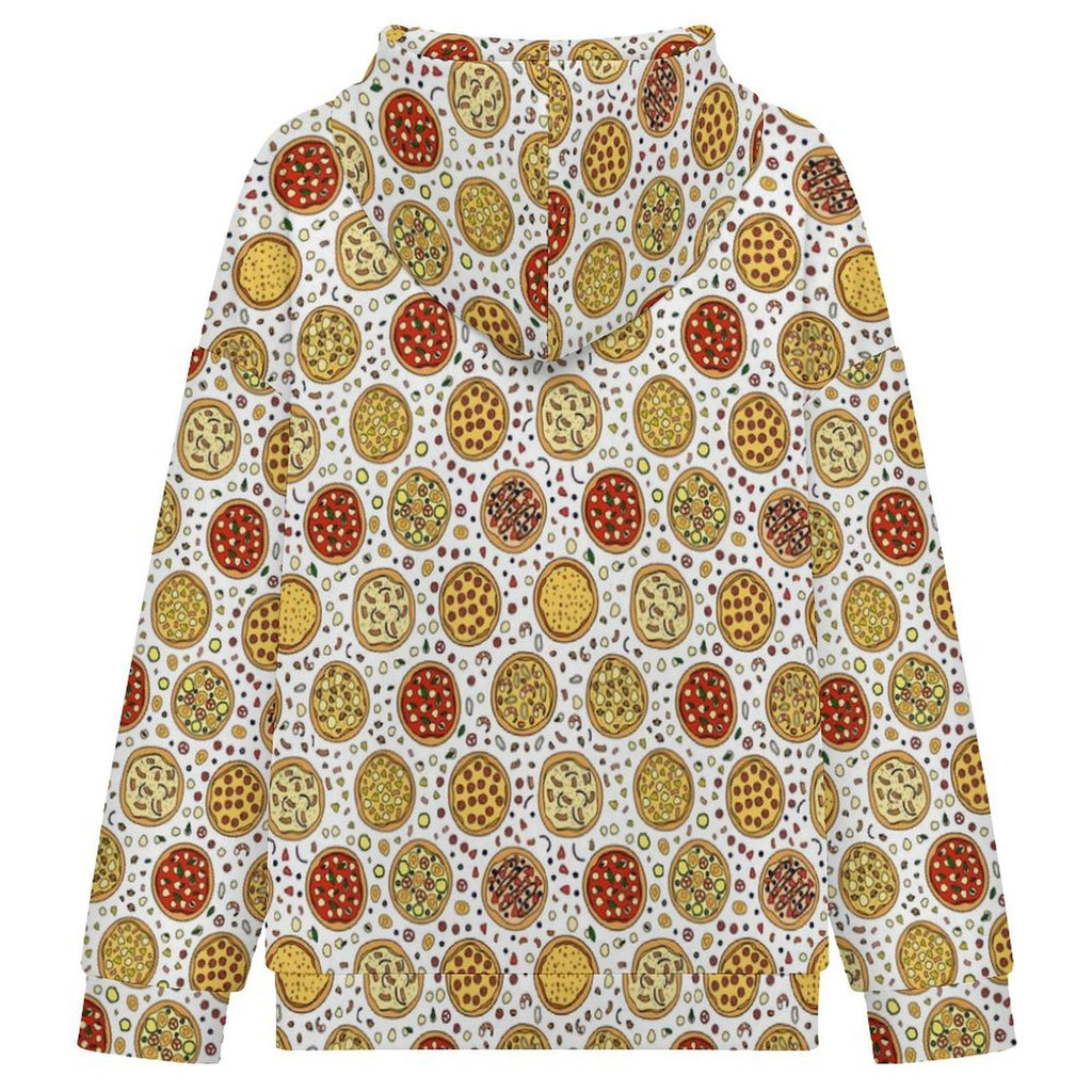 Round Pizzas On White Women's Full-Zip Hoodie