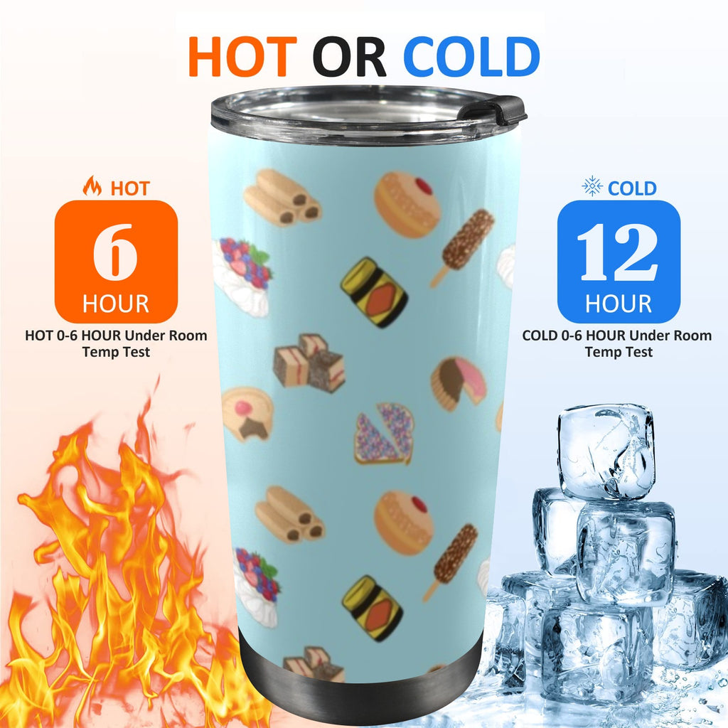 Classic Aussie Food Icons 20oz Mobile Tumbler with Lid (Black Lock) 20oz Travel Mug Australia Food Printed Offshore