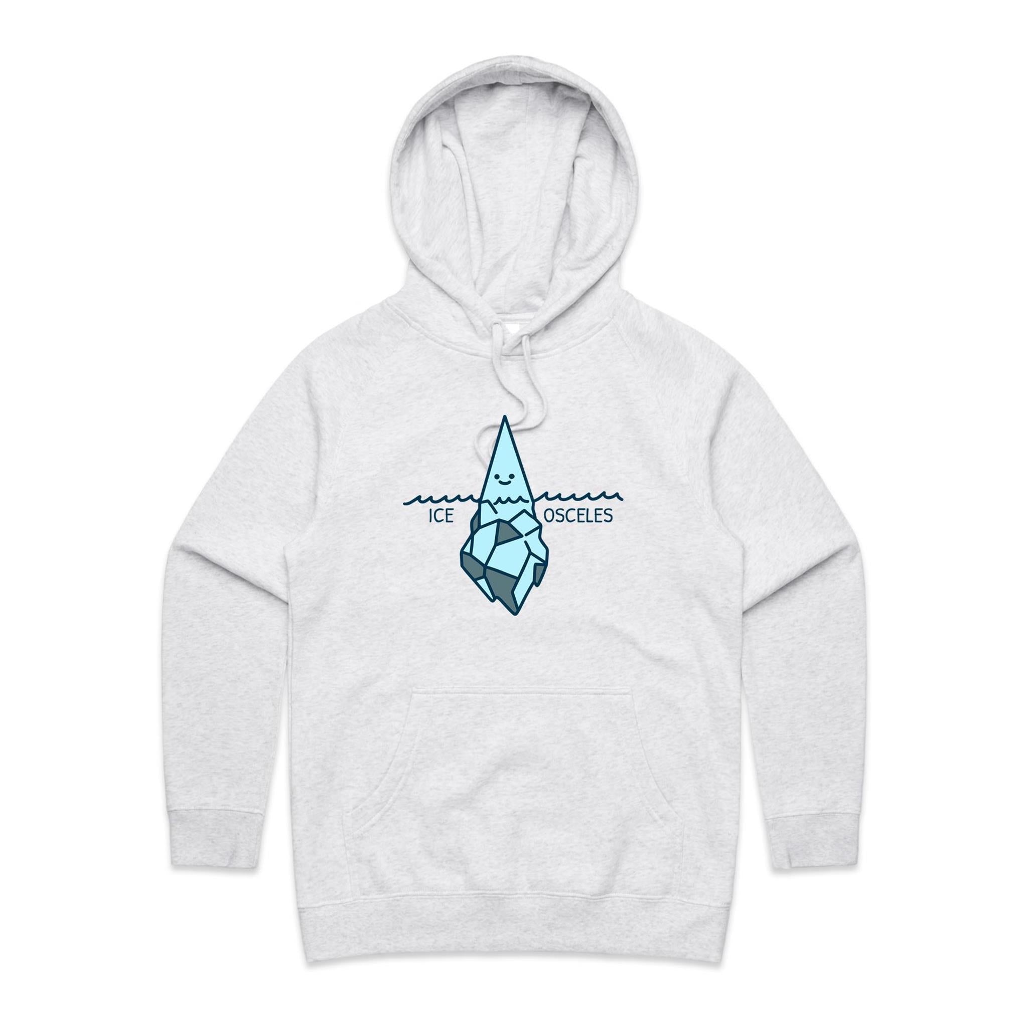 Ice-Osceles, Maths Pun - Womens Hoodie White Marle Womens Hoodie Maths Printed In Australia