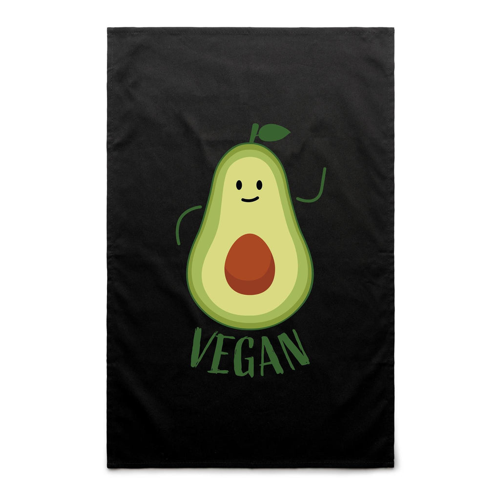 Vegan Avocado - AS Colour Tea Towel Black One Size Tea Towel Food Printed In Australia