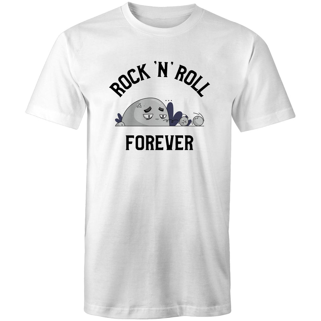 Rock And Roll Forever - Mens T-Shirt White Mens T-shirt Music Printed In Australia