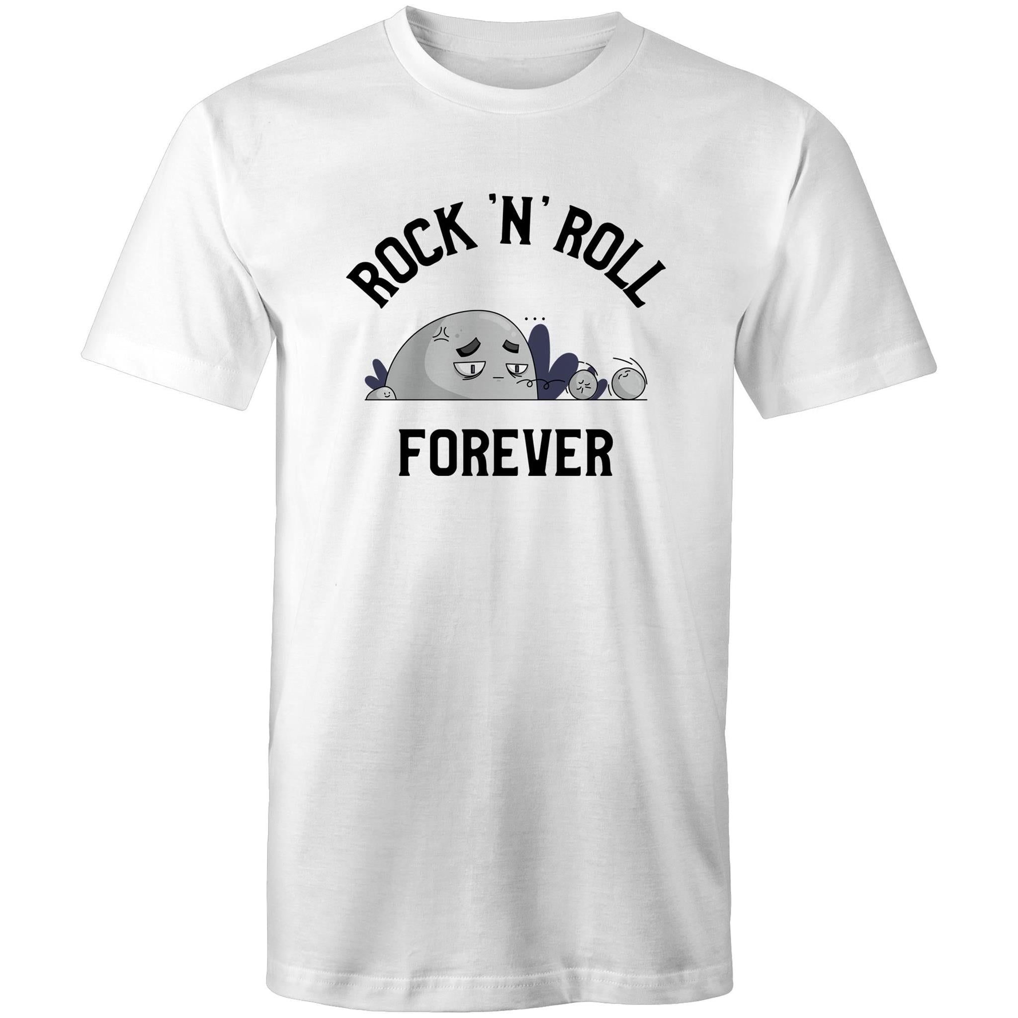 Rock And Roll Forever - Mens T-Shirt White Mens T-shirt Music Printed In Australia