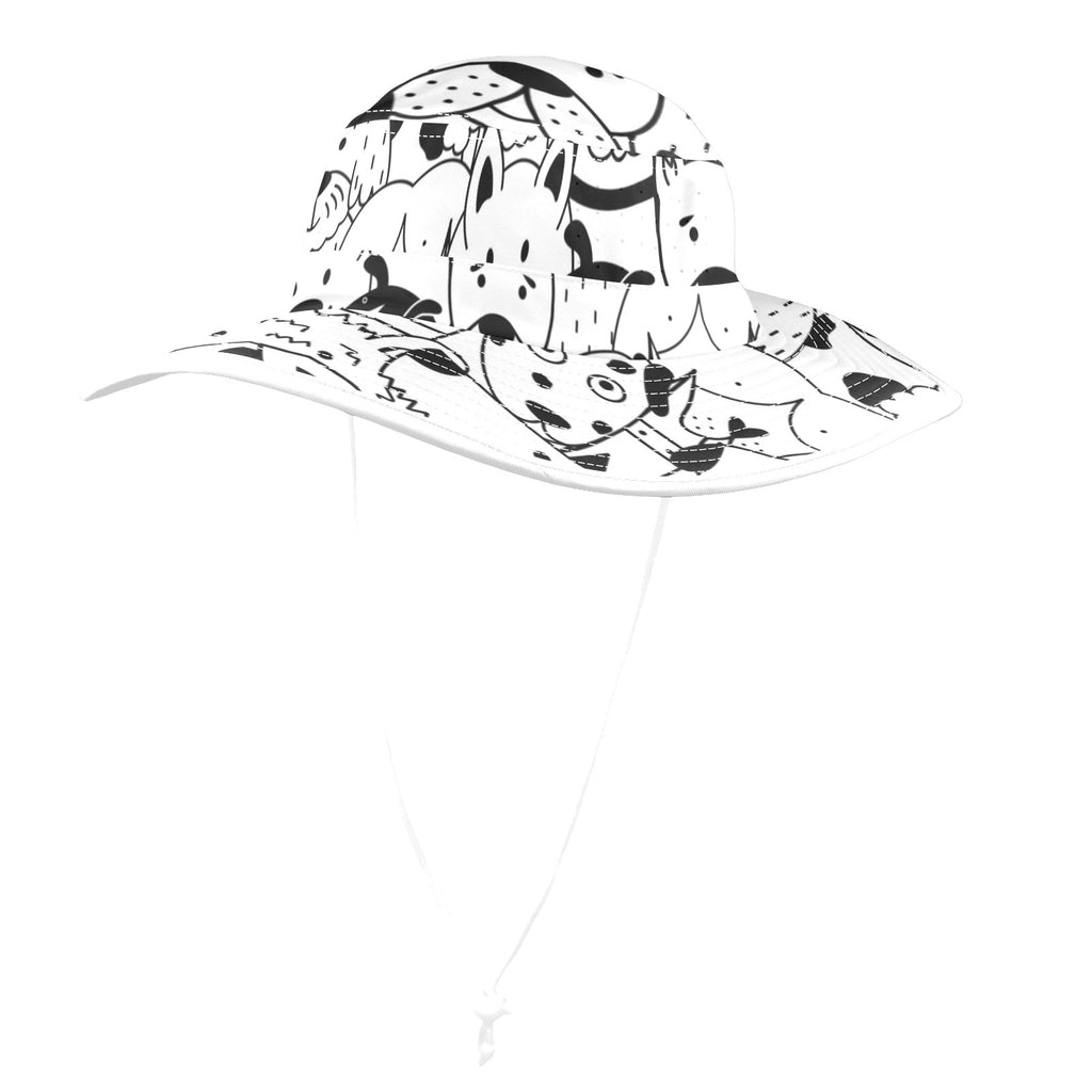 Black And White Dogs - Wide Brim Bucket Hat Wide Brim Bucket Hat animal Printed Offshore