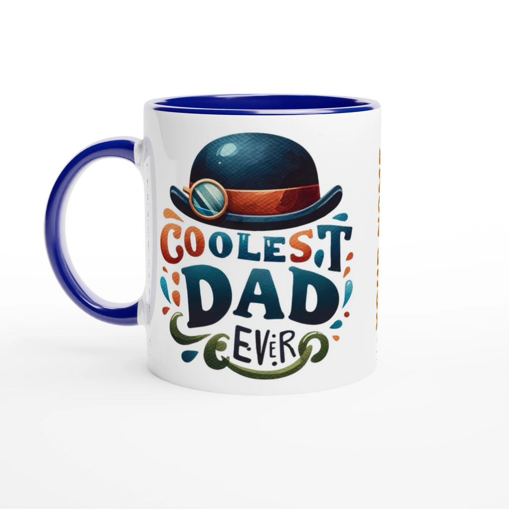 Personalise - Coolest Dad Ever - 11oz Ceramic Mug Ceramic Blue Personalised 11oz Mug customise Dad Globally Fulfilled personalise
