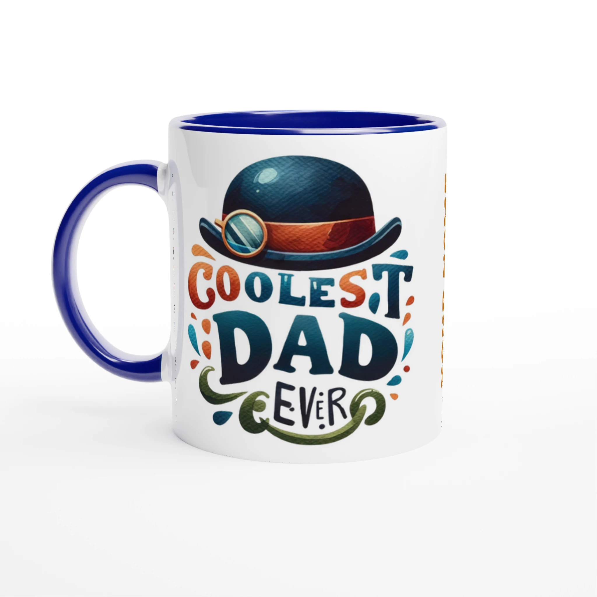Personalise - Coolest Dad Ever - 11oz Ceramic Mug Ceramic Blue Personalised 11oz Mug customise Dad Globally Fulfilled personalise