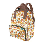 70's Style Floral Multi-Function Backpack, Nappy / Diaper Bag One Size Multi-function Backpack, Nappy / Diaper Bag Plants Printed Offshore