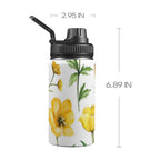 Yellow Flowers Kids Water Bottle with Chug Lid (12 oz) One Size Kids Water Bottle with Chug Lid Plants Printed Offshore