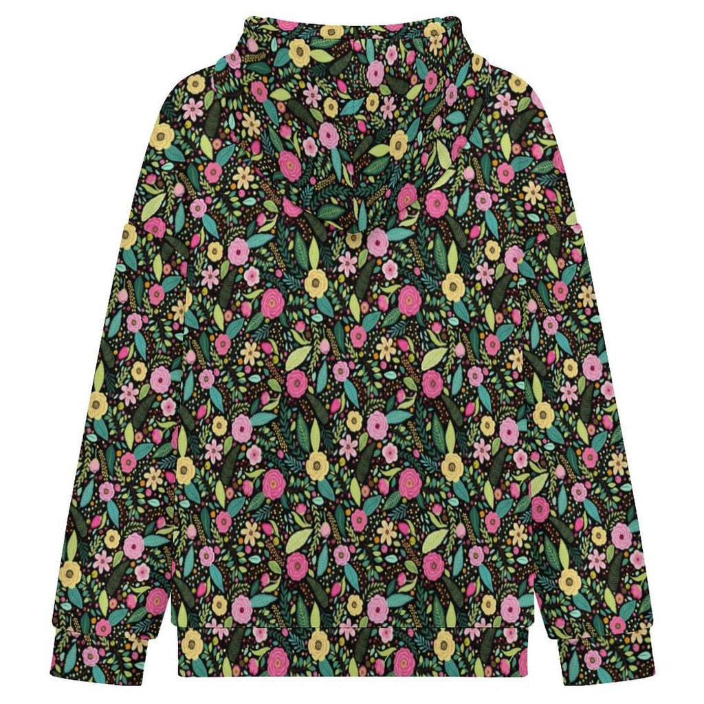 Bright Floral And Leaves Women's Full-Zip Hoodie