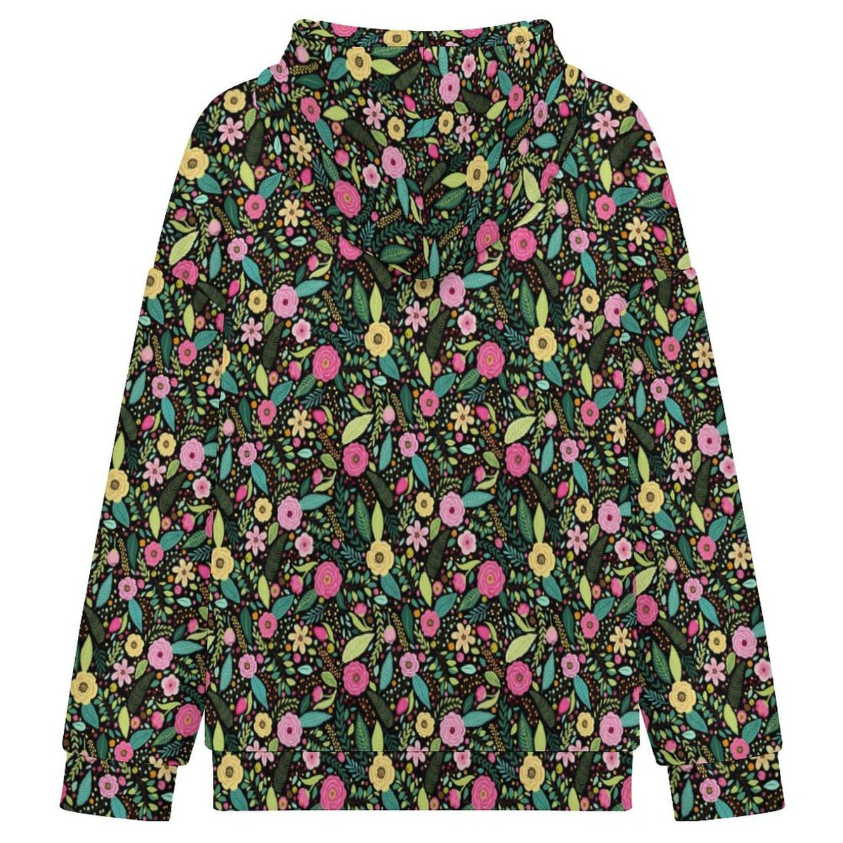 Bright Floral And Leaves Women's Full-Zip Hoodie