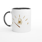 Coffee Fuel Gauge - White 11oz Ceramic Mug with Colour Inside Ceramic Black Colour 11oz Mug Coffee Globally Fulfilled