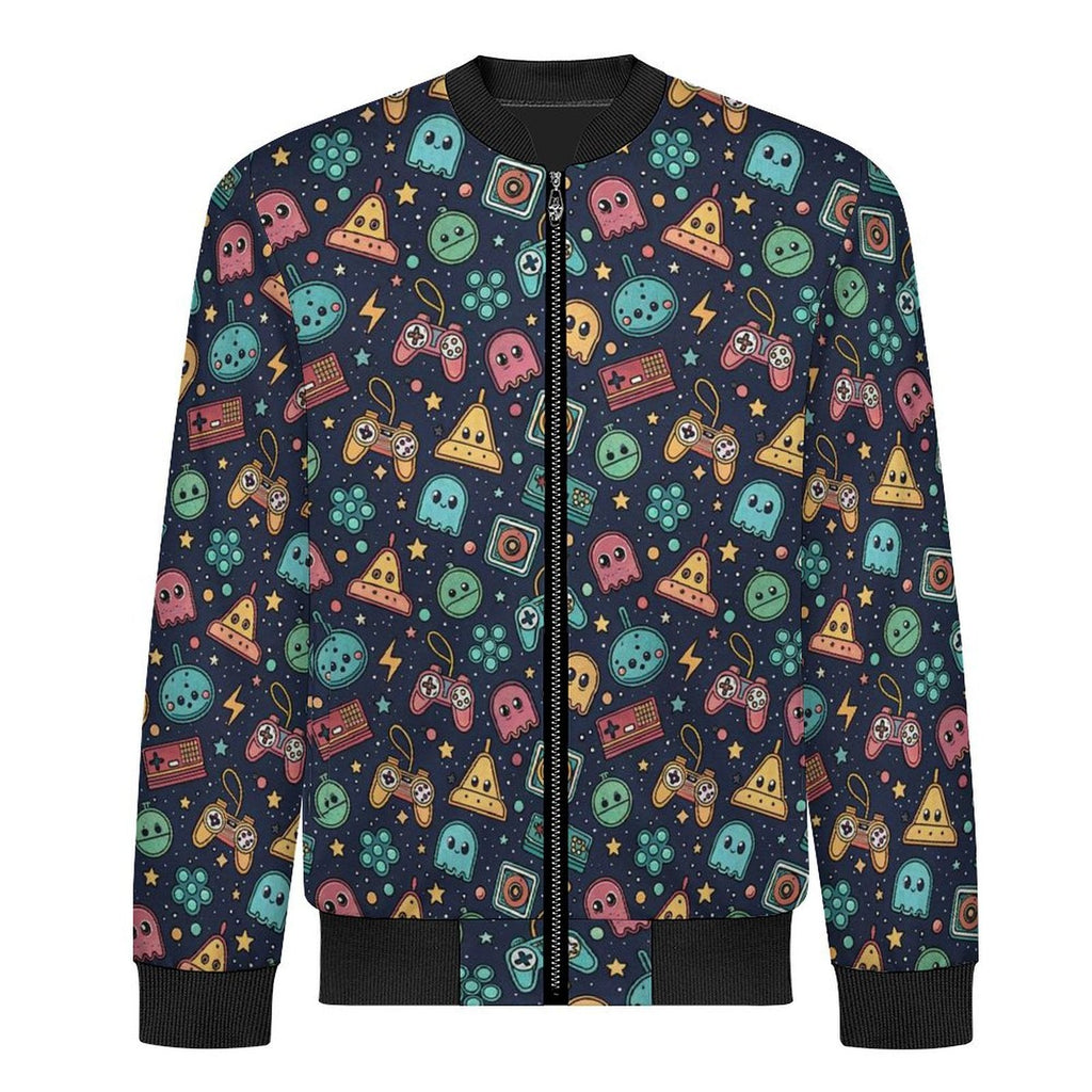 Video Game Men's Casual Zip‑Up Bomber Jacket