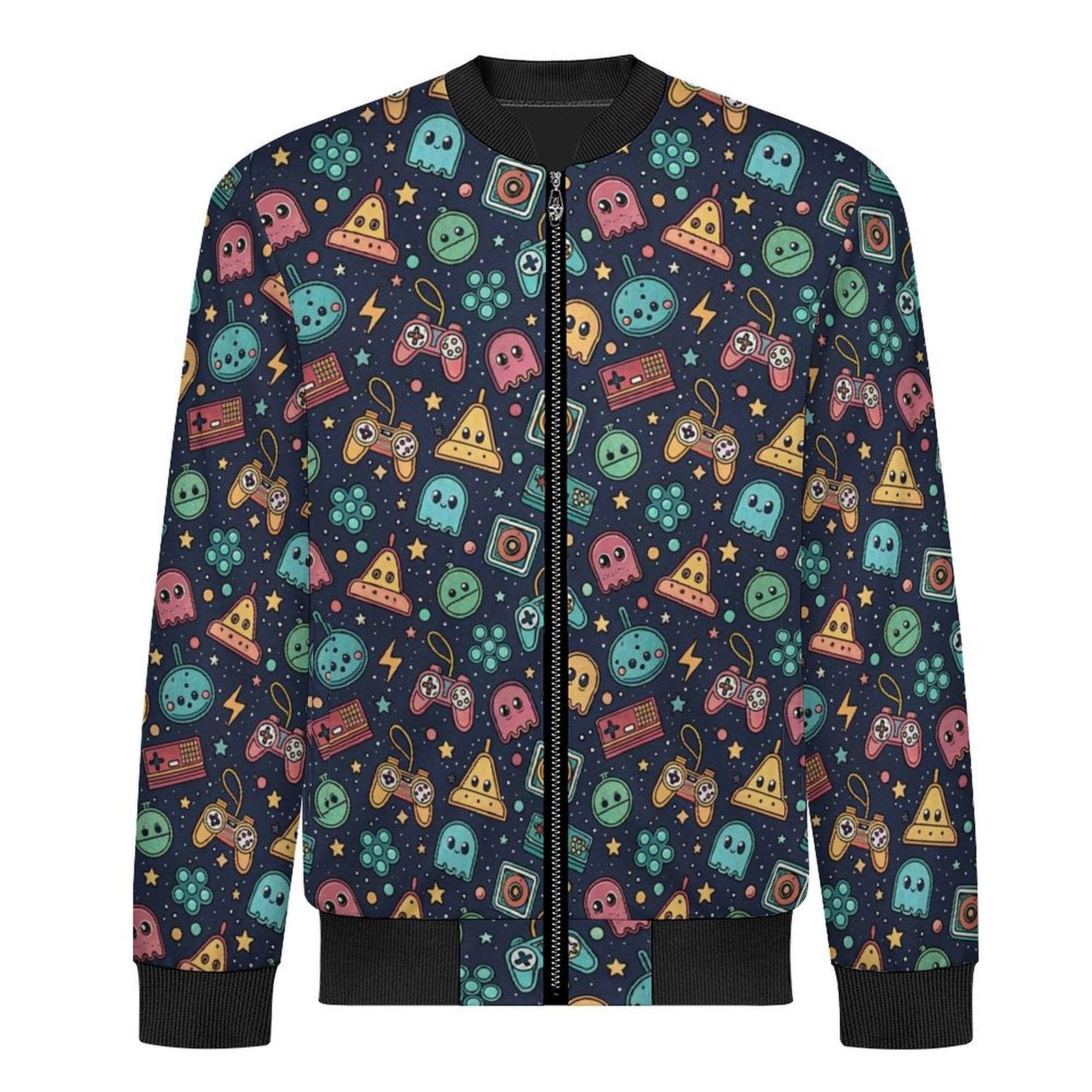 Video Game Men's Casual Zip‑Up Bomber Jacket