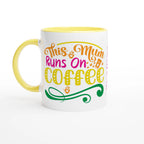 Personalised - This Mum Runs On Coffee - 11oz Ceramic Mug Ceramic Yellow Personalised Mug customise Globally Fulfilled Mum personalise