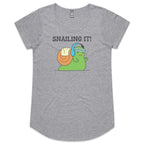 Snailing It - Womens Scoop Neck T-Shirt Grey Marle Womens Scoop Neck T-shirt animal Fitness Printed In Australia