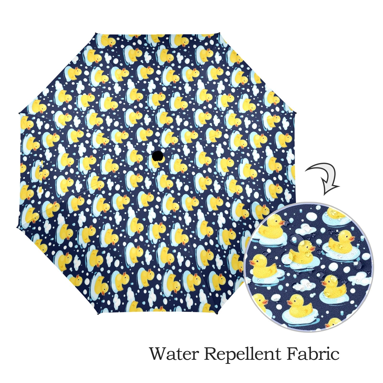 Rubber Ducks On Dark Umbrella