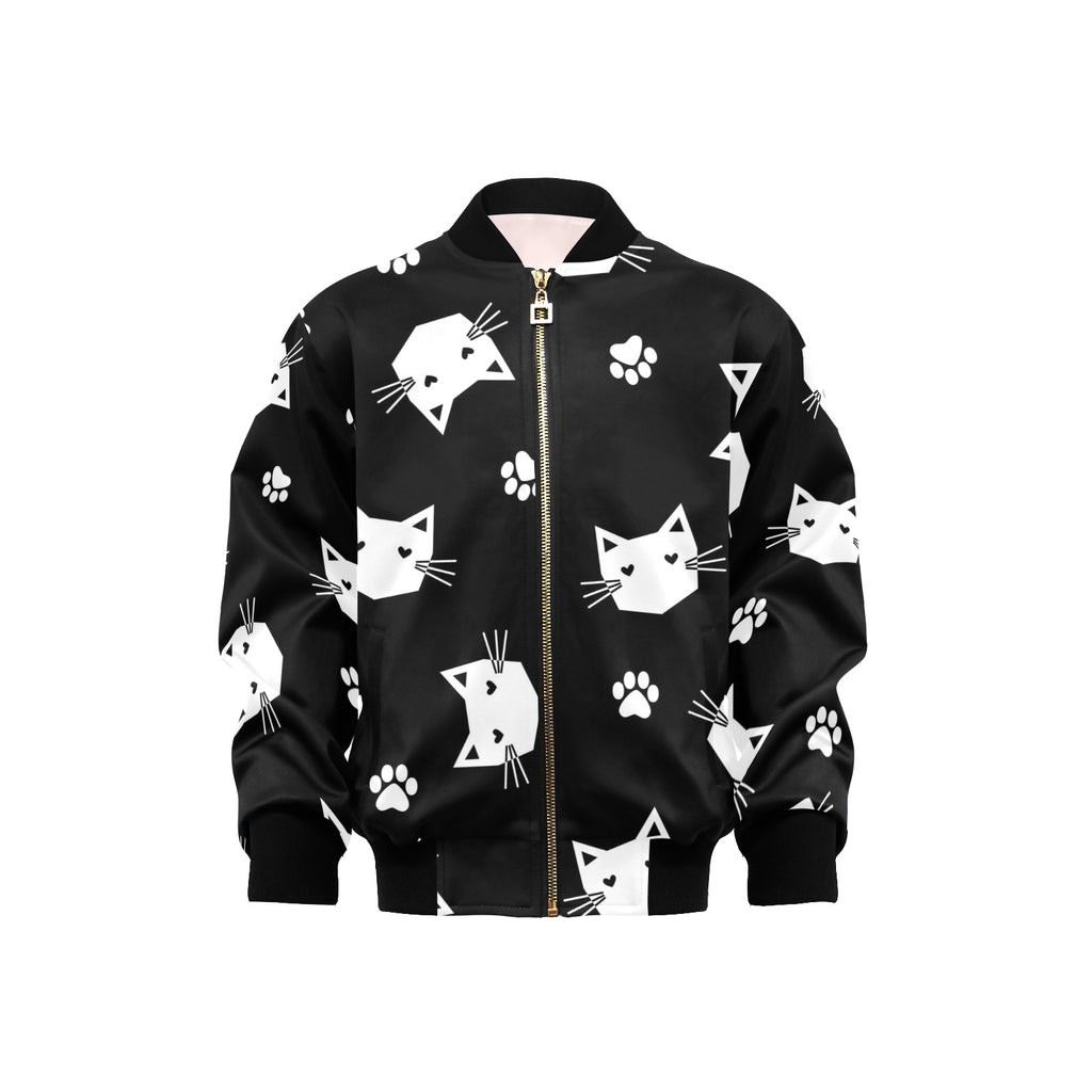 Geometric Cat Faces Kids Bomber Jacket XL Kids Bomber Jacket animal Printed Offshore