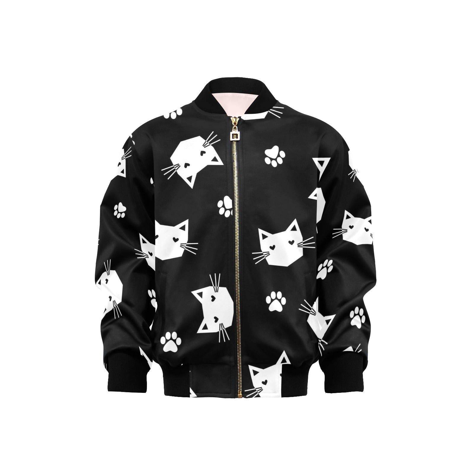 Geometric Cat Faces Kids Bomber Jacket XL Kids Bomber Jacket animal Printed Offshore