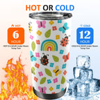 Ladybugs And Rainbows - 20oz Mobile Tumbler with Lid (Black Lock)