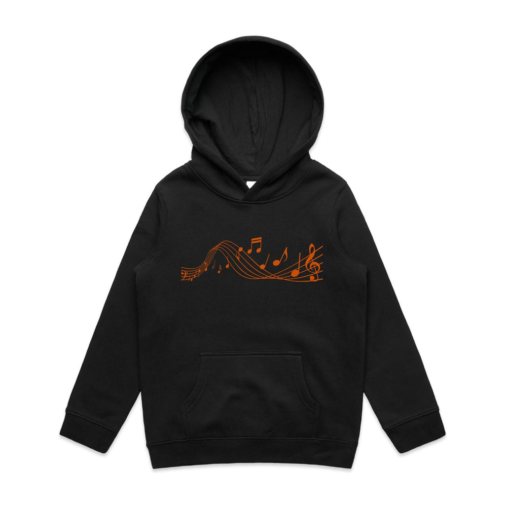 Music Notes - Kids Hoodie Black Kids Hoodie Printed In Australia