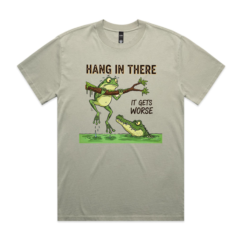 Hang In There, It Gets Worse AS Colour Heavy Faded Tee Unisex Faded eucalyptus Heavy Faded T-shirt animal Printed In Australia