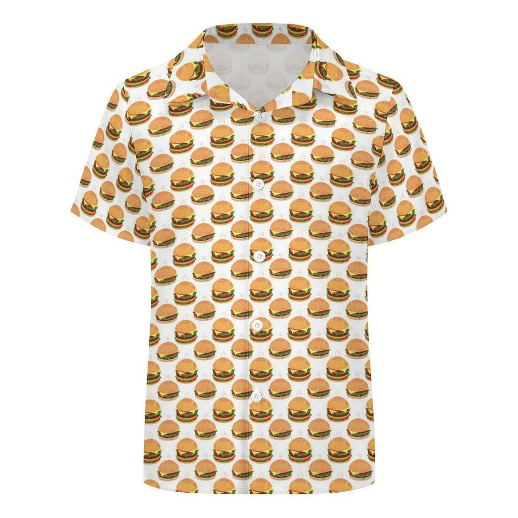 Hamburgers Kids Youth Short Sleeve Button Up Shirt