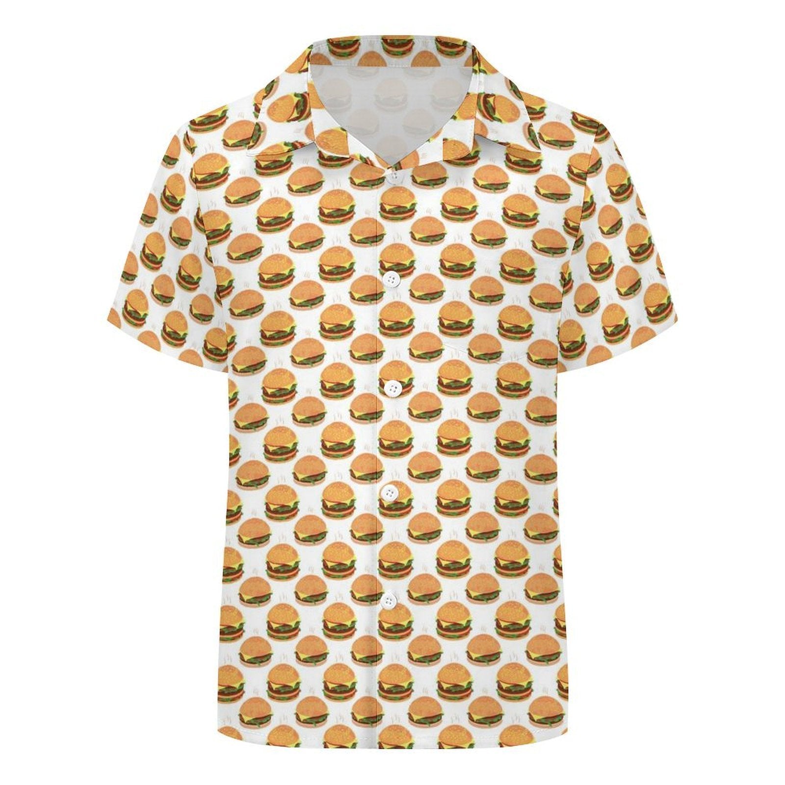 Hamburgers Kids Youth Short Sleeve Button Up Shirt