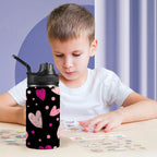 Pink Hearts - Kids Water Bottle with Chug Lid (12 oz)