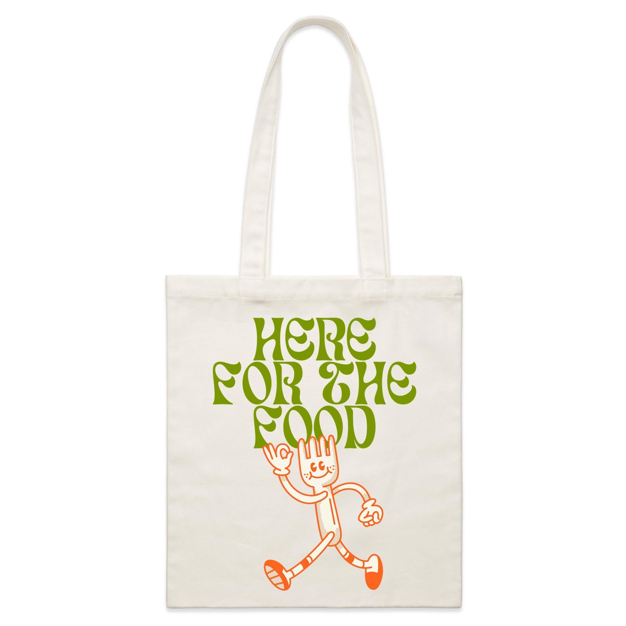 Here For The Food - Parcel Canvas Tote Bag Default Title Small Tote Bag Food Printed In Australia
