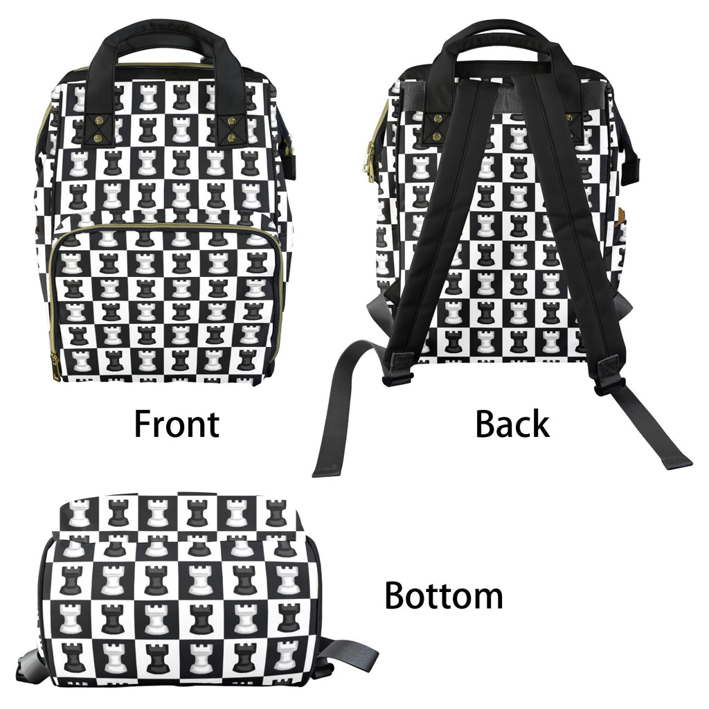 Chess Black And White - Multi-Function Backpack, Nappy / Diaper Bag