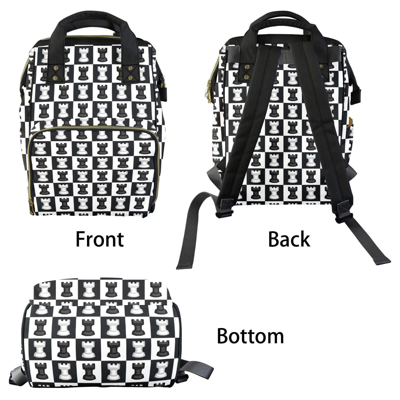 Chess Black And White - Multi-Function Backpack, Nappy / Diaper Bag