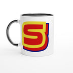 Personalised - Superhero Initial - White 11oz Ceramic Mug with Color Inside Ceramic Black Personalised 11oz Mug customise Globally Fulfilled Name personalise