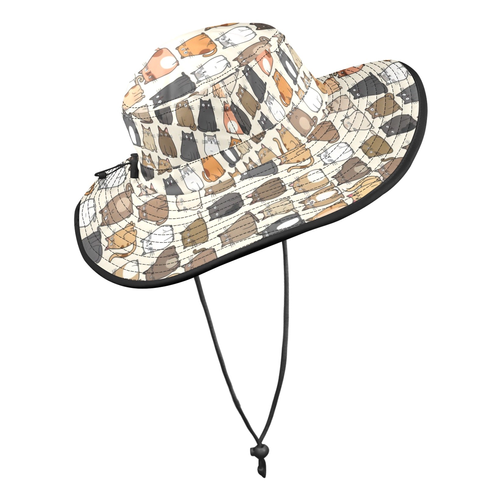 Lots Of Cats Wide Brim Bucket Hat Wide Brim Bucket Hat animal Printed Offshore