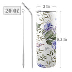 Blue Flowers 20oz Tall Skinny Tumbler with Lid and Straw
