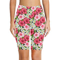 Hibiscus Women's Bike Shorts With Side Pockets Women's Bike Shorts Plants Printed Offshore