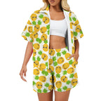 Cool Pineapples Women's Windbreaker Short Set 2XL Women's Windbreaker Short Set Food Printed Offshore