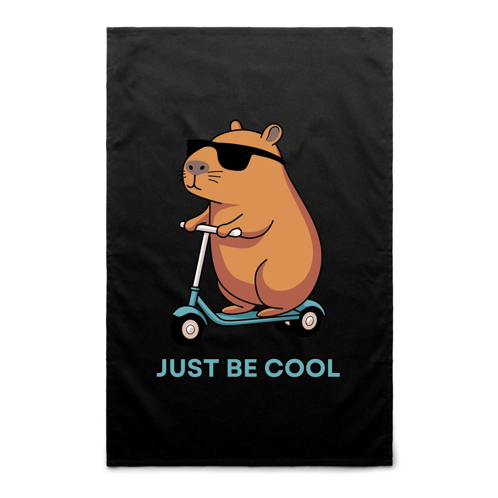 Just Be Cool, Capybara - AS Colour Tea Towel Black One Size Tea Towel animal Printed In Australia