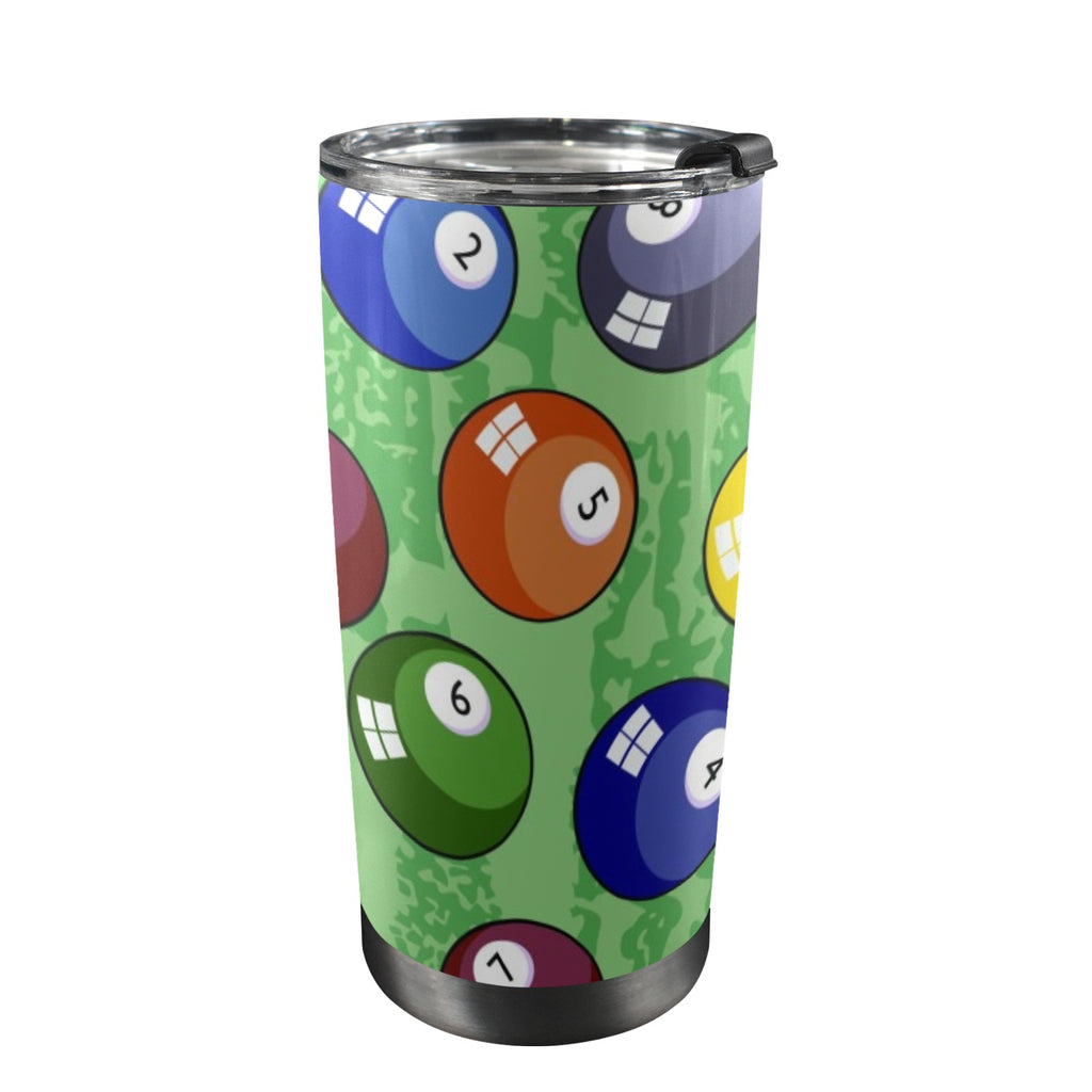 Pool Balls - 20oz Mobile Tumbler with Lid (Black Lock) One Size 20oz Travel Mug Games Printed Offshore