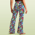 Sticker Music High Waist Crossover Tummy Control Flare Leggings High Waist Flare Leggings Music Printed Offshore