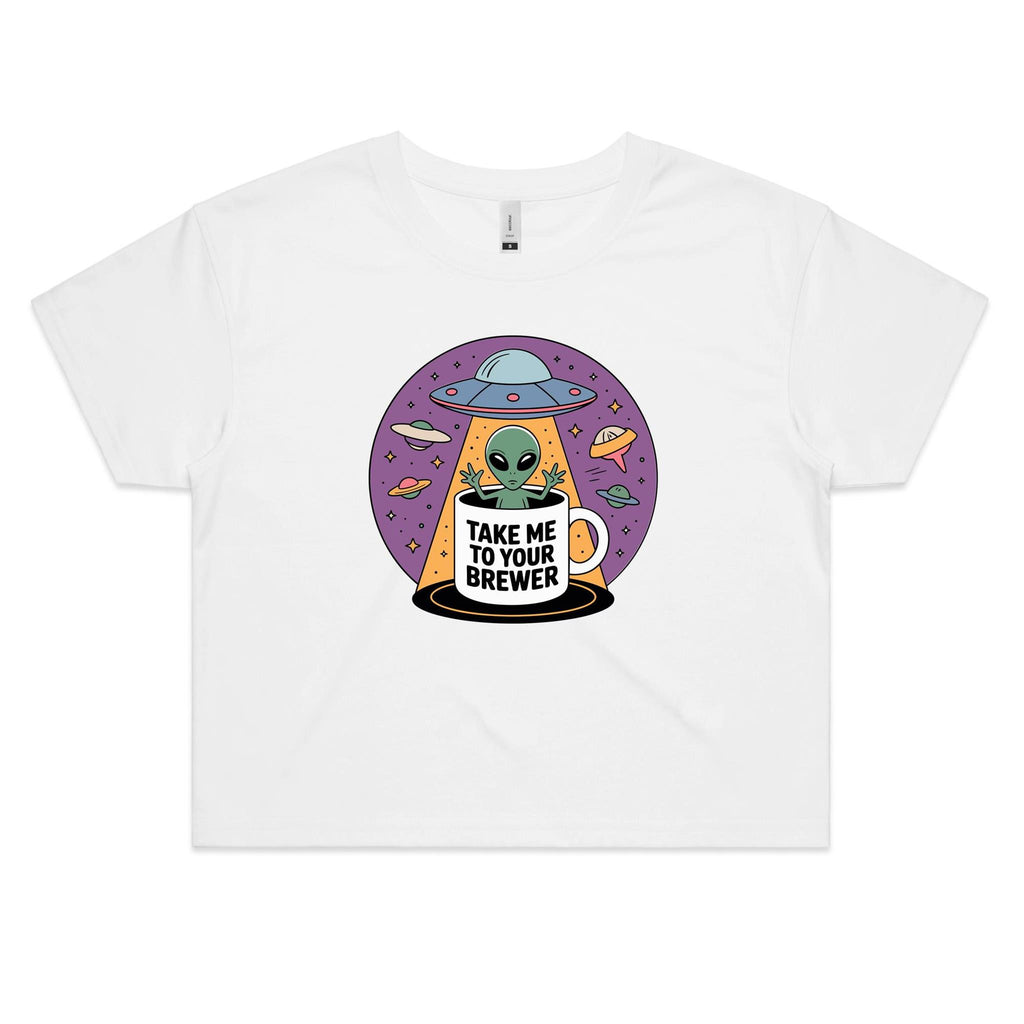 Take Me To Your Brewer Alien UFO Women's AS Colour Crop Tee