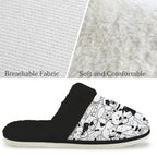 Black And White Dogs Men's Fur Trim Thick-Sole Indoor Slippers Men's Fur Trimmed Slippers animal Printed Offshore