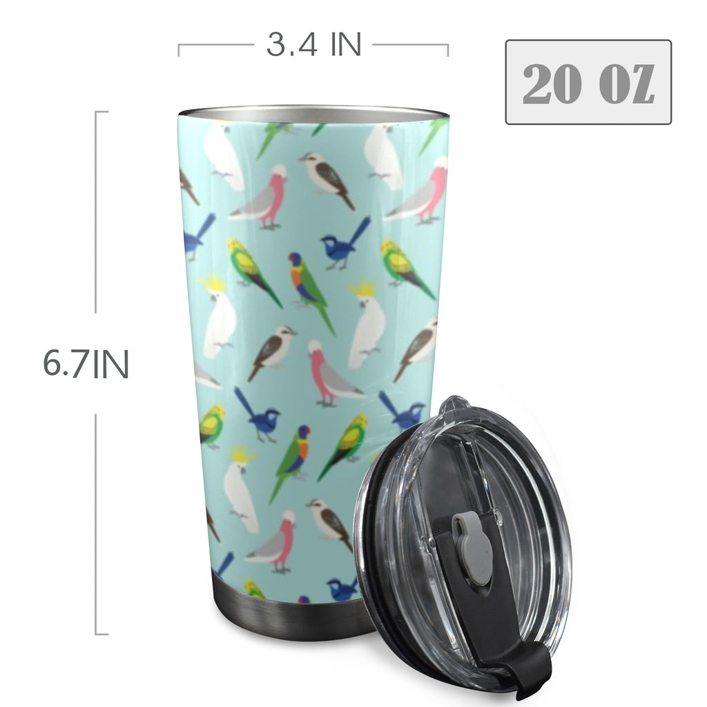 Australian Birds 20oz Mobile Tumbler with Lid (Black Lock) 20oz Travel Mug Australia Birds Printed Offshore
