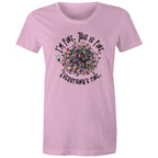 Tangled Christmas Lights, I'm Fine, This Is Fine, Everything Is Fine - Womens T-shirt Pink Womens Christmas T-shirt Christmas Printed In Australia