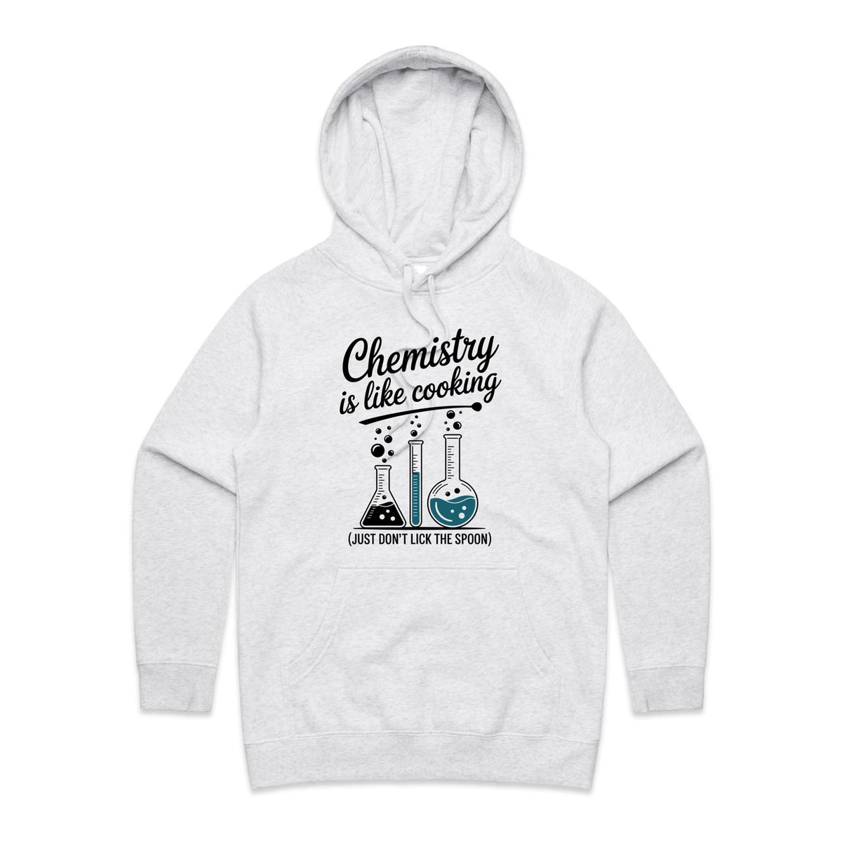 Chemistry Is Like Cooking Women's AS Colour Hoodie White Marle Womens Hoodie Printed In Australia Science