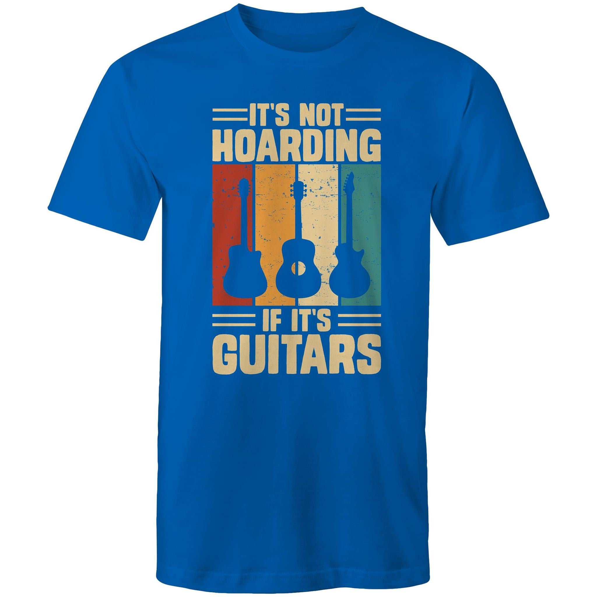 It's Not Hoarding If It's Guitars - Mens T-Shirt Bright Royal Mens T-shirt Music Printed In Australia