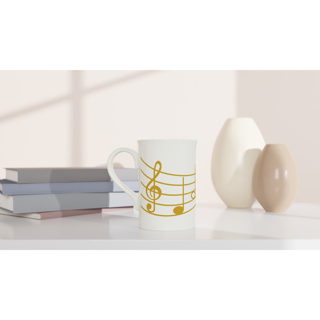 Music Stave - White 10oz Porcelain Slim Mug Porcelain Mug Globally Fulfilled Music