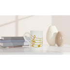 Music Stave - White 10oz Porcelain Slim Mug Porcelain Mug Globally Fulfilled Music