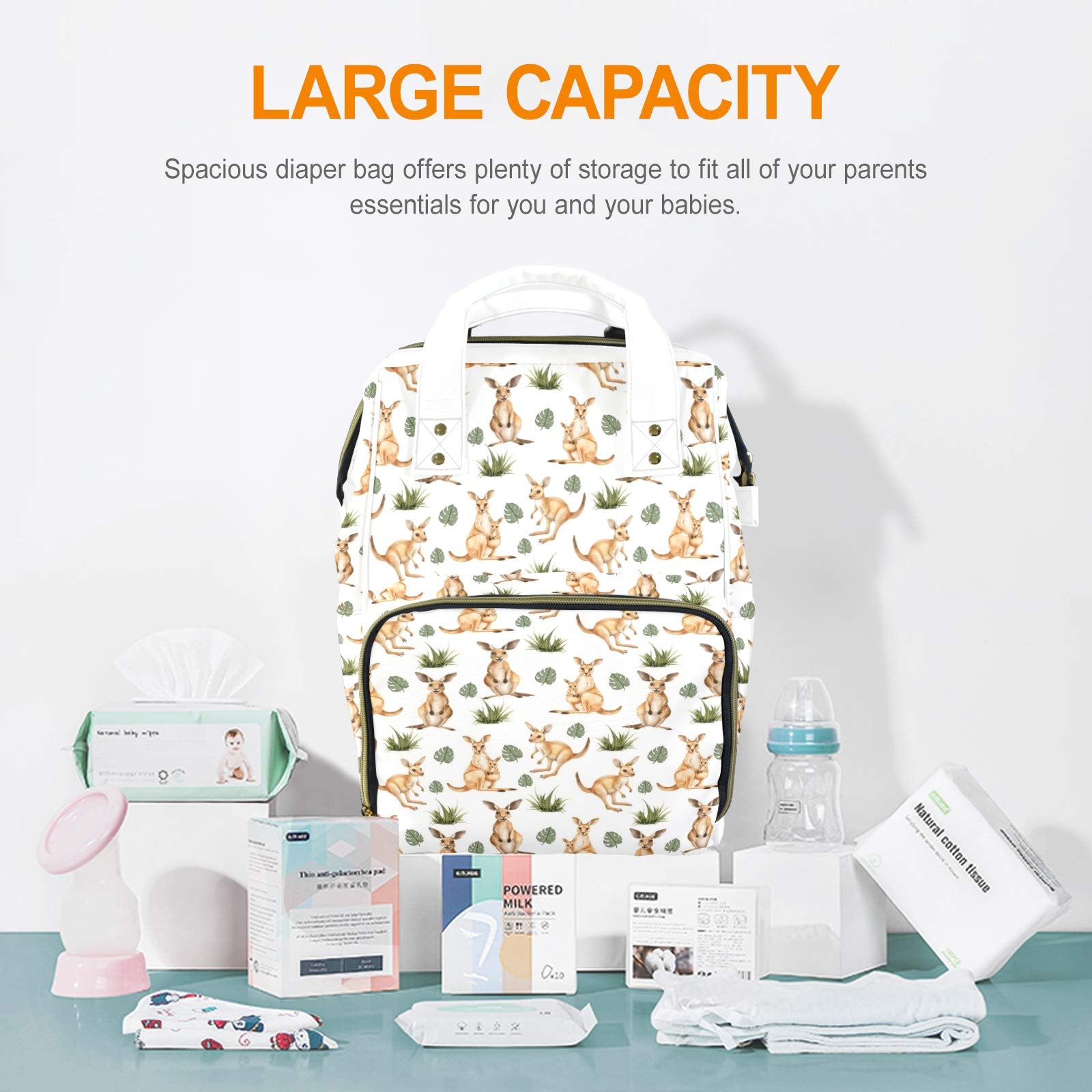 Kangaroos Multi-Function Backpack, Nappy / Diaper Bag Multi-function Backpack, Nappy / Diaper Bag animal Australia Printed Offshore