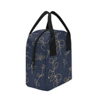 Gold Flowers On Navy Zipper Lunch Bag Zipper Lunch Bag Printed Offshore
