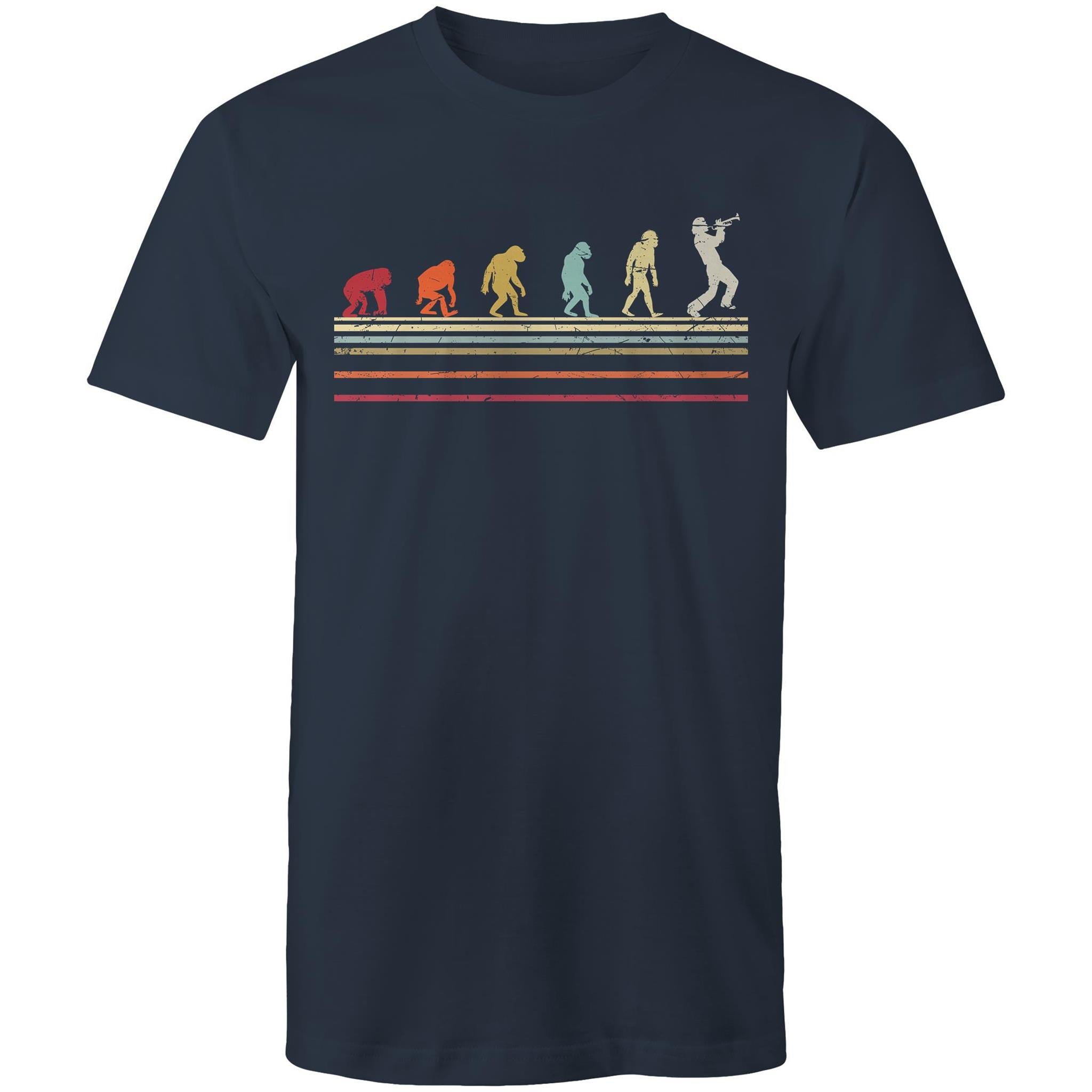 Trumpet Player Evolution - Mens T-Shirt Navy Mens T-shirt Music Printed In Australia