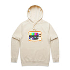 Retro TV, No Signal - Mens Hoodie Ecru Mens Hoodie Printed In Australia Retro Tech